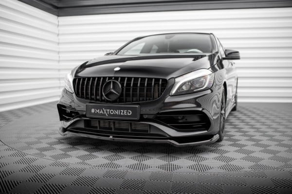 MAXTON DESIGN - Spoiler pod predný nárazník V.1 MERCEDES-BENZ A AMG-LINE W176 FACELIFT ,Čierny lesk – Obrázok 4