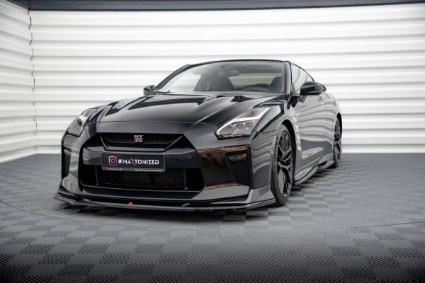 MAXTON DESIGN -Spoiler pod predný nárazník V.1 NISSAN GTR R35 FACELIFT, Čierny lesk – Obrázok 2