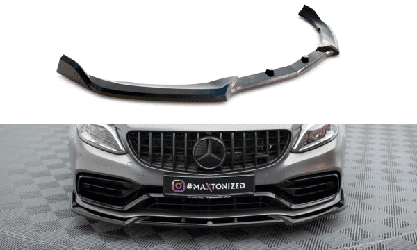 MAXTON DESIGN - Spoiler pod predný nárazník  V.2 MERCEDES-AMG C63 SEDAN / COMBI W205 FACELIFT, Čierny lesk