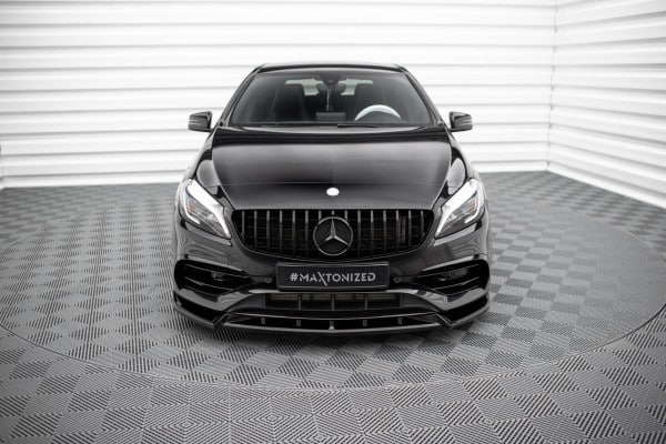 MAXTON DESIGN - Spoiler pod predný nárazník V.2 MERCEDES-BENZ A AMG-LINE W176 FACELIFT ,Čierny lesk – Obrázok 2