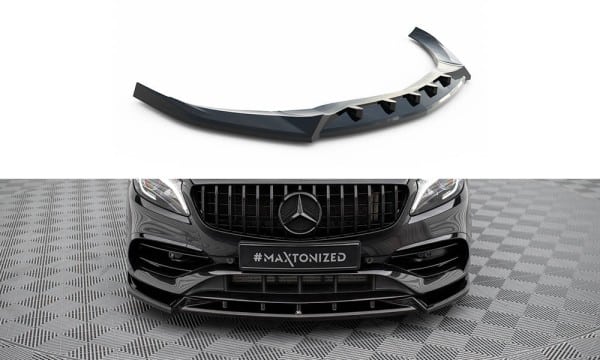 MAXTON DESIGN - Spoiler pod predný nárazník V.2 MERCEDES-BENZ A AMG-LINE W176 FACELIFT ,Čierny lesk