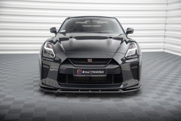 MAXTON DESIGN -Spoiler pod predný nárazník V.2 NISSAN GTR R35 FACELIFT, Čierny lesk – Obrázok 2
