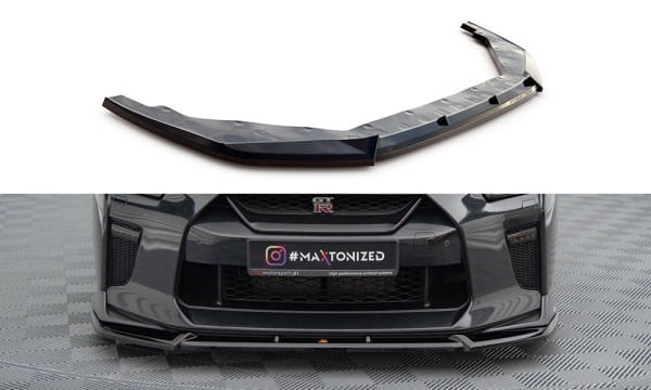 MAXTON DESIGN -Spoiler pod predný nárazník V.2 NISSAN GTR R35 FACELIFT, Čierny lesk