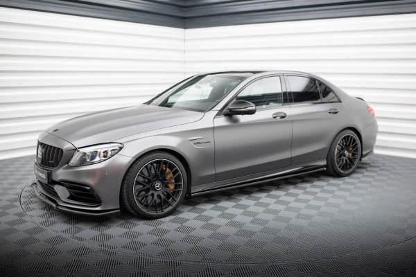 MAXTON DESIGN - Lišty pod bočné prahy MERCEDES-AMG C63 SEDAN / COMBI W205 FACELIFT, Čierny lesk (Kópia) – Obrázok 2