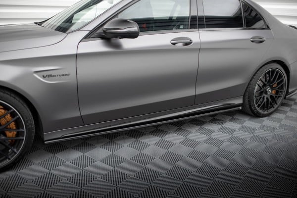 MAXTON DESIGN - Lišty pod bočné prahy MERCEDES-AMG C63 SEDAN / COMBI W205 FACELIFT, Čierny lesk (Kópia) – Obrázok 3