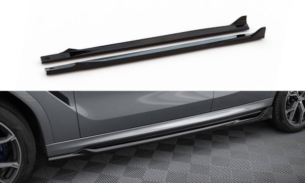 MAXTON DESIGN -Lišty pod bočné prahy V.1 vhodné pre BMW X6 M-PACK G06 FACELIFT, Čierny lesk