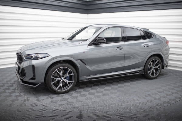 MAXTON DESIGN -Lišty pod bočné prahy V.1 vhodné pre BMW X6 M-PACK G06 FACELIFT, Čierny lesk – Obrázok 2