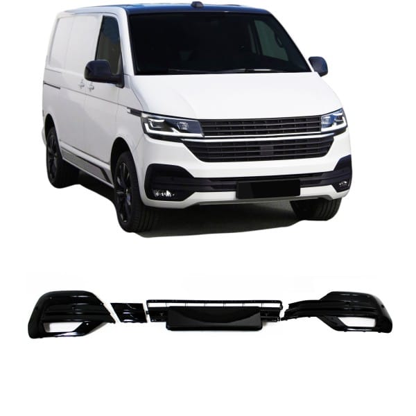 Spodné mriežky nárazníka v čiernej lesklej  - VW T6.1, 2019-