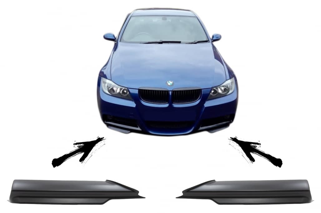 BMW 3 E90/E91 Mpaket (05-08) Splitre predného nárazníka Čierny lesk