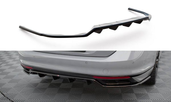 MAXTON DESIGN - Spoiler pod zadný nárazník VOLKSWAGEN PASSAT R-LINE B8 FACELIFT, Čierny lesk