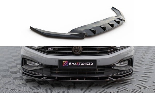 MAXTON DESIGN - Spoiler pod predný nárazník V.1 VOLKSWAGEN PASSAT R-LINE B8 FACELIFT, Čierny lesk