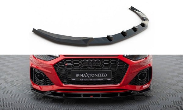 MAXTON DESIGN - Spoiler pod predný nárazník V.2 AUDI RS4 B9 FACELIFT ,Čierny lesk