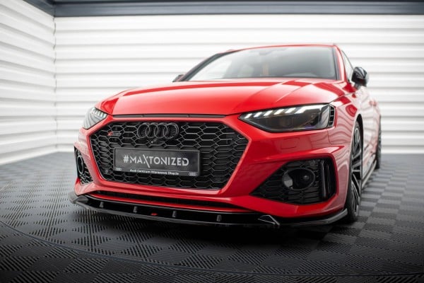 MAXTON DESIGN - Spoiler pod predný nárazník V.2 AUDI RS4 B9 FACELIFT ,Čierny lesk – Obrázok 4