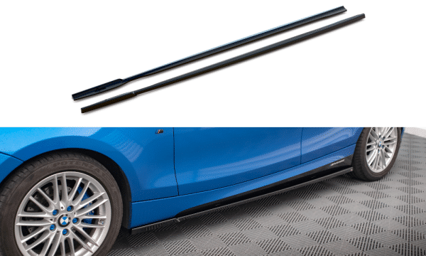 MAXTON DESIGN - Lišty pod bočné prahy vhodné pre BMW 1 M-PACK E87 FACELIFT, Čierny lesk