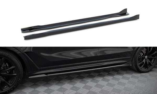 MAXTON DESIGN - Lišty pod bočné prahy vhodné pre BMW X7 M-PACK G07 FACELIFT, Čierny lesk