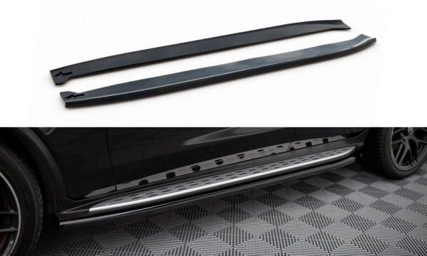 MAXTON DESIGN - Lišty pod bočné prahy  MERCEDES-AMG GLC 63 SUV / COUPE X253 / C253, Čierny lesk