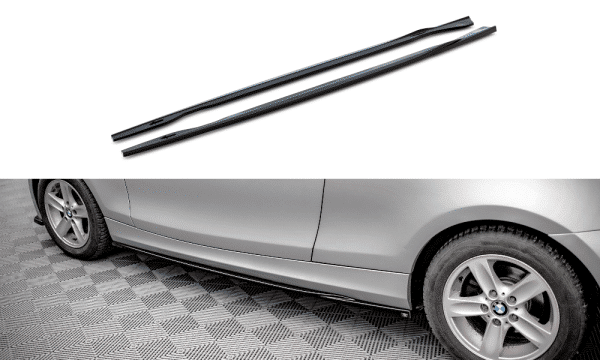 MAXTON DESIGN - Lišty pod bočné prahy  vhodné pre BMW 1 E81 FACELIFT ,Čierny lesk