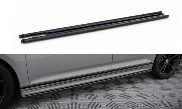 MAXTON DESIGN - Lišty pod bočné prahy VOLKSWAGEN PASSAT R-LINE B8 FACELIFT, Čierny lesk