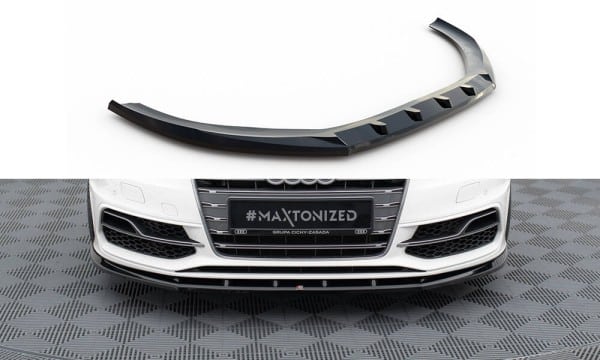 MAXTON DESIGN -Spoiler pod predný nárazník V.1 , AUDI S3 / A3 S-LINE SPORTBACK / HATCHBACK 8V ,Čierny lesk