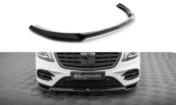 MAXTON DESIGN - Spoiler pod predný nárazník V.1, MERCEDES-BENZ S AMG-LINE W222 FACELIFT, Čierny lesk