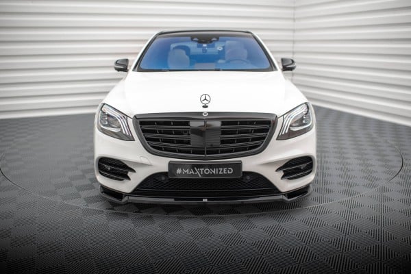 MAXTON DESIGN - Spoiler pod predný nárazník V.1, MERCEDES-BENZ S AMG-LINE W222 FACELIFT, Čierny lesk – Obrázok 2