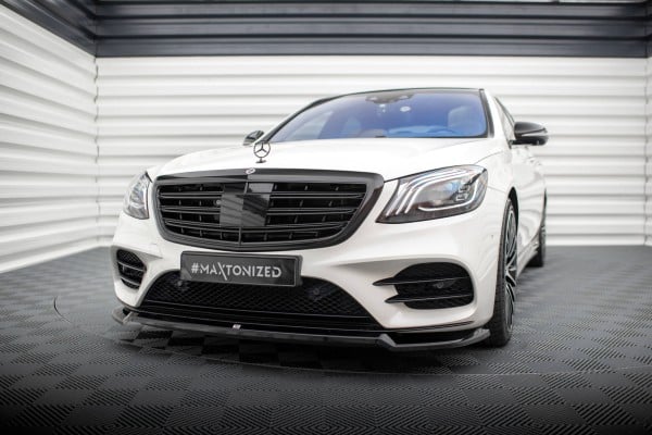 MAXTON DESIGN - Spoiler pod predný nárazník V.1, MERCEDES-BENZ S AMG-LINE W222 FACELIFT, Čierny lesk – Obrázok 3