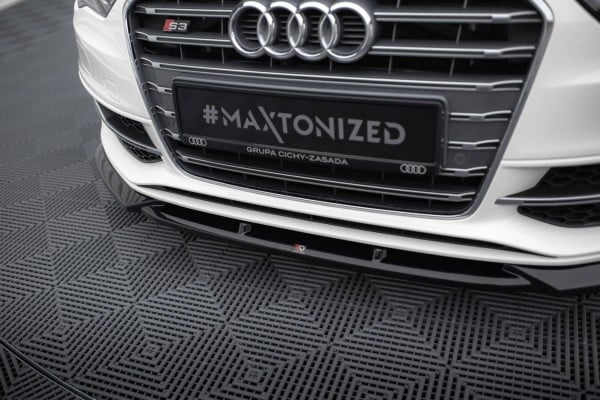 MAXTON DESIGN -Spoiler pod predný nárazník V.2 , AUDI S3 / A3 S-LINE SPORTBACK / HATCHBACK 8V ,Čierny lesk – Obrázok 2