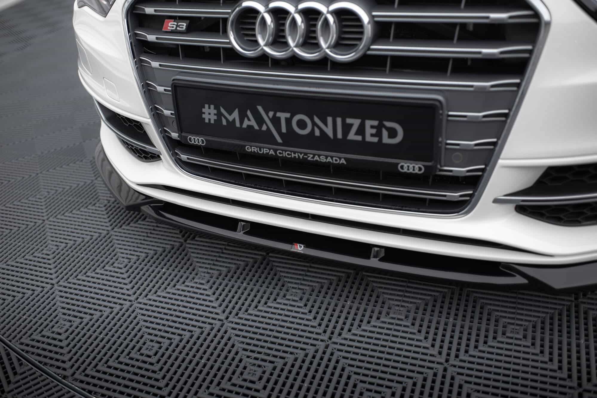 MAXTON DESIGN -Spoiler pod predný nárazník V.2 , AUDI S3 / A3 S-LINE SPORTBACK / HATCHBACK 8V ,Čierny lesk – Obrázok 2
