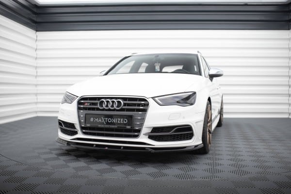 MAXTON DESIGN -Spoiler pod predný nárazník V.2 , AUDI S3 / A3 S-LINE SPORTBACK / HATCHBACK 8V ,Čierny lesk – Obrázok 4