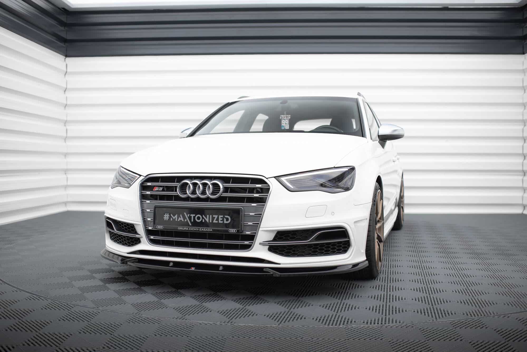 MAXTON DESIGN -Spoiler pod predný nárazník V.2 , AUDI S3 / A3 S-LINE SPORTBACK / HATCHBACK 8V ,Čierny lesk – Obrázok 4