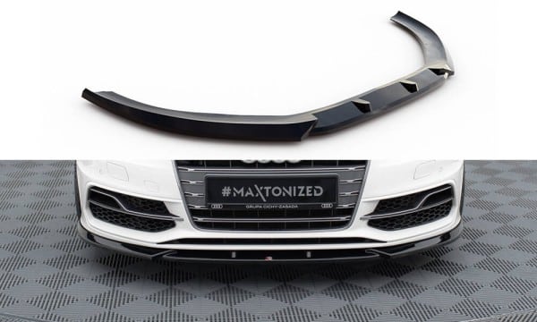 MAXTON DESIGN -Spoiler pod predný nárazník V.2 , AUDI S3 / A3 S-LINE SPORTBACK / HATCHBACK 8V ,Čierny lesk