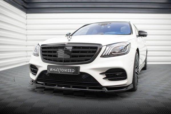 MAXTON DESIGN - Spoiler pod predný nárazník V.2, MERCEDES-BENZ S AMG-LINE W222 FACELIFT, Čierny lesk – Obrázok 3