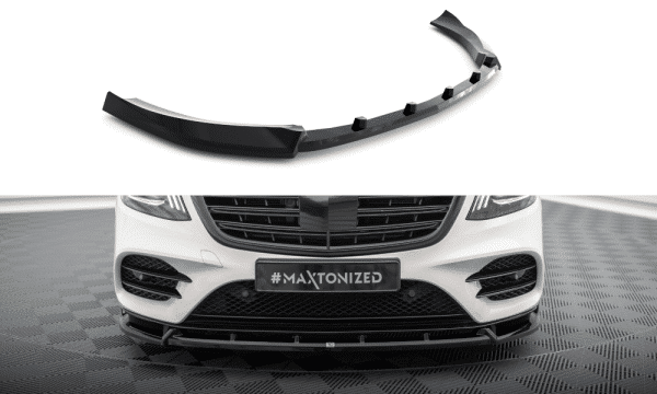 MAXTON DESIGN - Spoiler pod predný nárazník V.2, MERCEDES-BENZ S AMG-LINE W222 FACELIFT, Čierny lesk
