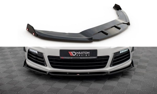 MAXTON DESIGN - Spoiler pod predný nárazník V.3 + Splitre , VOLKSWAGEN SCIROCCO R MK3 , Čierny lesk