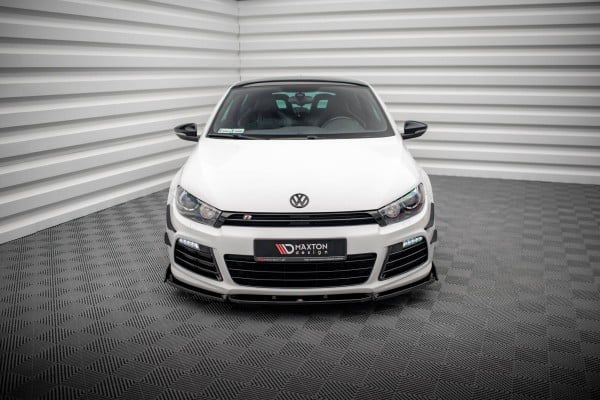MAXTON DESIGN - Spoiler pod predný nárazník V.3 + Splitre , VOLKSWAGEN SCIROCCO R MK3 , Čierny lesk – Obrázok 2