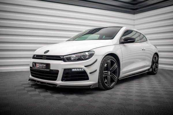 MAXTON DESIGN - Spoiler pod predný nárazník V.3 + Splitre , VOLKSWAGEN SCIROCCO R MK3 , Čierny lesk – Obrázok 3