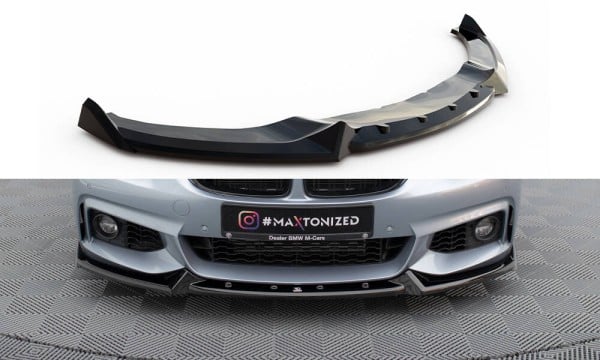 MAXTON DESIGN -Spoiler pod predný nárazník V.4, vhodné pre BMW 4 COUPE M-PACK F32 , Čierny lesk