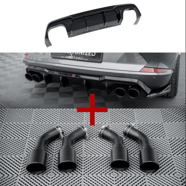 MAXTON DESIGN - Difúzor zadného nárazníka V.3 + Koncovky výfuku (chrómové) CUPRA FORMENTOR VZ MK1, Čierny lesk
