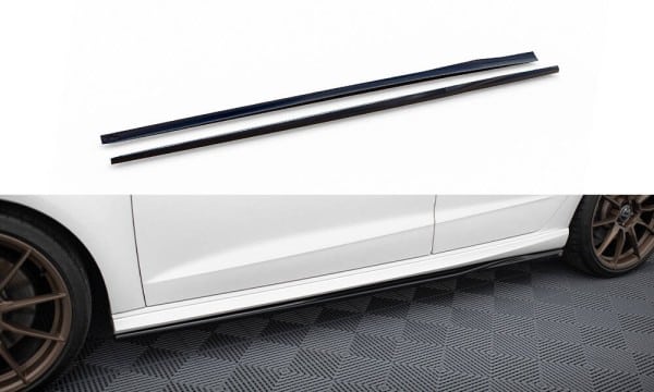 MAXTON DESIGN - Lišty pod bočné prahy, AUDI S3 / A3 S-LINE SPORTBACK 8V,Čierny lesk