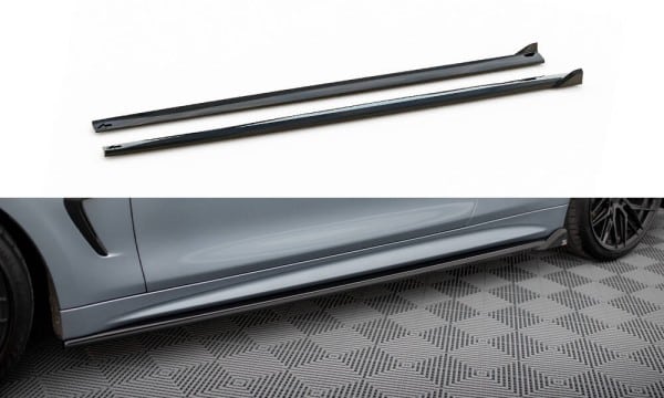 MAXTON DESIGN -Lišty pod prahy V.2, vhodné pre BMW 4 COUPE M-PACK F32 , Čierny lesk