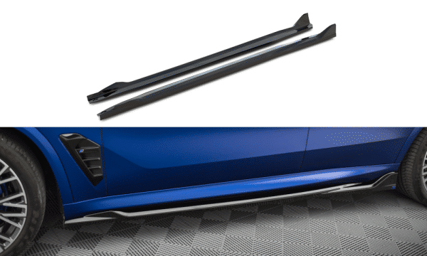 MAXTON DESIGN - Lišty pod bočné prahy V.2 , BMW X5 M-PACK G05 FACELIFT, Čierny lesk
