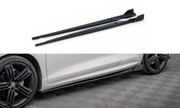 MAXTON DESIGN - Lišty pod bočné prahy V.2 + Splitre , VOLKSWAGEN SCIROCCO R MK3 , Čierny lesk