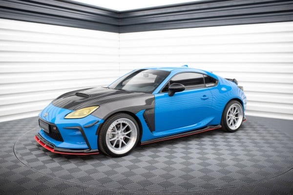 MAXTON DESIGN -Lišty pod bočné prahy V.2, TOYOTA GR86 MK1, Čierny lesk + Červená – Obrázok 3