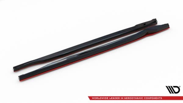 MAXTON DESIGN -Lišty pod bočné prahy V.2, TOYOTA GR86 MK1, Čierny lesk + Červená – Obrázok 6