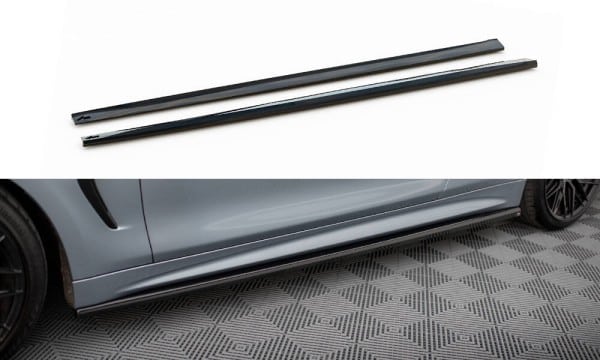 MAXTON DESIGN -Lišty pod prahy V.3, vhodné pre BMW 4 COUPE M-PACK F32 , Čierny lesk