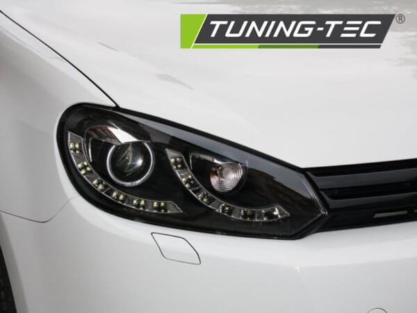 Predné svetlá DUAL TRUE DRL Čierne pre  VW GOLF 6 10.08-12 – Obrázok 3