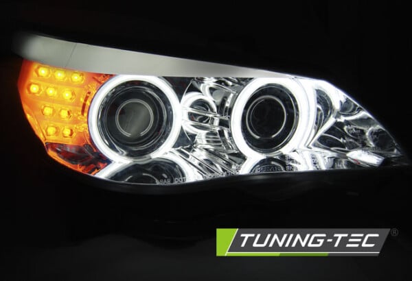 Predné svetlá ANGEL EYES CCFL Chróm LED INDICATOR pre  BMW E60/E61 03-07 – Obrázok 3
