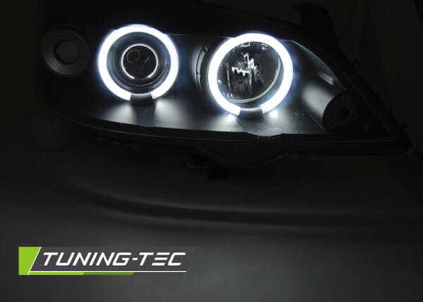Predné svetlá OPEL ASTRA G 09.97-02.04 ANGEL EYES CCFL Čierne – Obrázok 2
