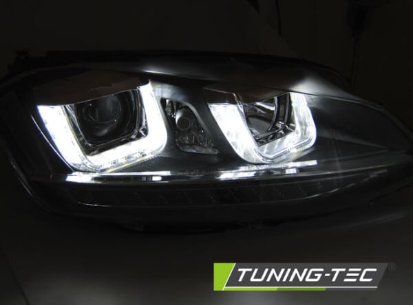 Predné svetlá U-LED LIGHT DRL Čierne RED LINE pre  VW GOLF 7 11.12-17 – Obrázok 2