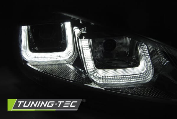 Predné svetlá U-LED LIGHT DRL Čierne Chróm LINE pre  VW GOLF 6 08-12 – Obrázok 2